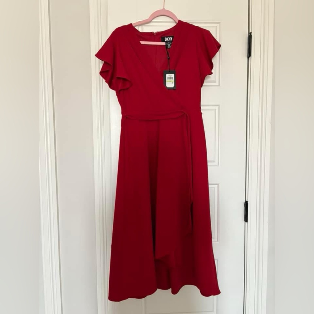 DKNY red high low dress